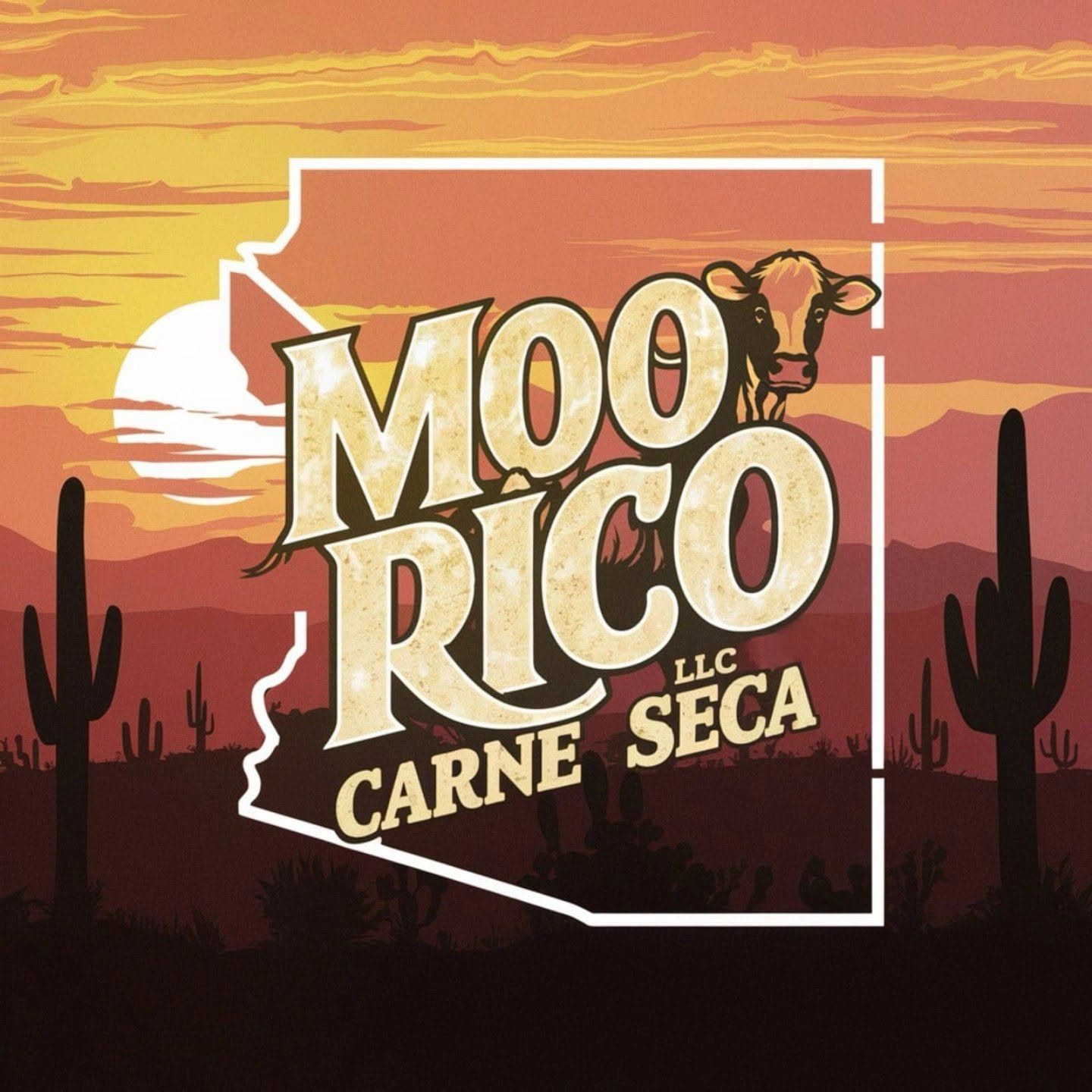 Moo Rico Carne Seca LLC brand logo with Arizona state outline
